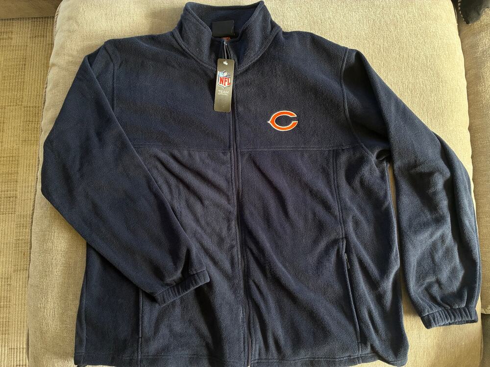 Chicago Bears NFL Team Apparel Full Zip Fleece Jacket Navy Men's 2XL XXL NWT